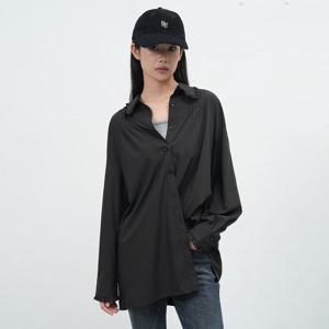 WOMAN 프릴 카라 루즈핏 셔츠 [BLACK] / WBE3L03514