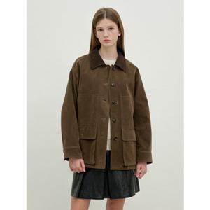 [올리브데올리브] OE5AJ877 코듀로이 카라 배색 스웨이드 자켓