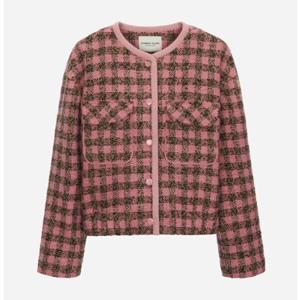 [써스데이아일랜드](T256MJK901W)트위드 체크 브루종 자켓