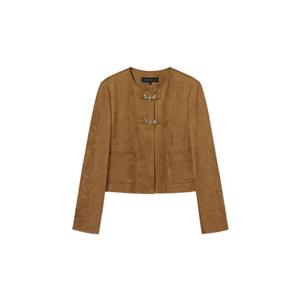 [올리브데올리브] OL5XJ205 라운드넥 스웨이드 크롭 자켓