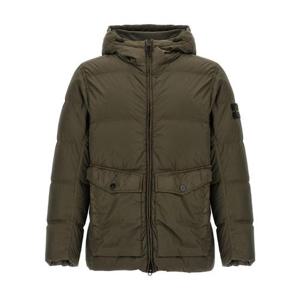 스톤 아일랜드 크링클랩스 와펜 패치 후드 다운 자켓 K2S1541000