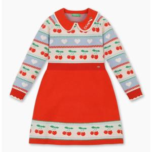 [베네통키즈]25FW-체리 패턴 니트 원피스/QAOP12561