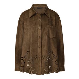 FOCUS  스웨이드 펀칭 루즈 핏 롱 블라우스 PBINF5W1BL5051