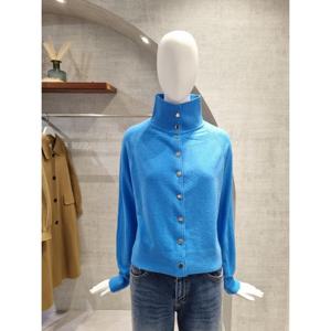 페이지플린  (F5DCA401) 하이넥 버튼 포인트 긴팔 가디건