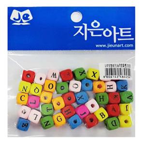 비즈팔찌 나무 비즈 사각알파벳 2봉 비즈공예 재료 팔찌 만들