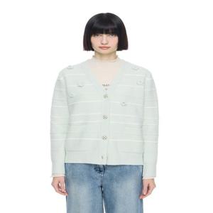 듀엘 플라워 아플리케 스트라이프 가디건 D244KSL055