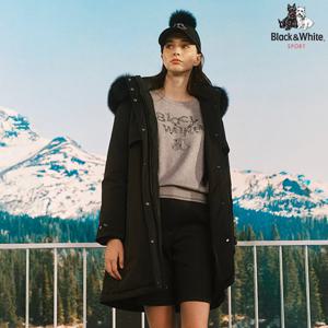 [블랙앤화이트] 여성 폭스퍼 후드 긴기장 헤비 다운 코트 1195LBWP_BLACK