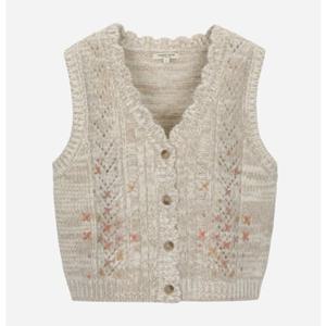 [써스데이아일랜드](T258MVT245W)플라워 자수 니트 베스트