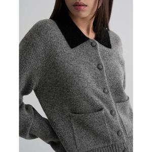 (125Y5AMQ94) [에잇세컨즈] 벨벳 칼라 카디건  다크 그레이