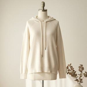 샵앤) 여성 심플 후드 잔골지 베이직 니트 티셔츠 DGB-WKN-5046-연베이지