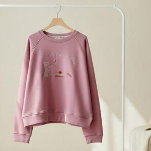 샵앤) 국산 여성 애플파이 자수 피그먼트 긴팔 맨투맨 FJ-WSH-5054-핑크