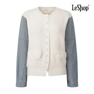 르샵  페이크 포켓 데님 소매 니트 가디건 (BPBKC013A)