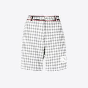 톰브라운 FJQ097A F0282 035 RWB 스트라이프 트리밍 깅엄체크 하이웨스트 쇼츠팬츠 메드그레이 여성 바지