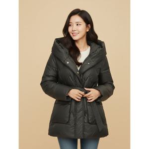 [꼼빠니아][꼼빠니아]후드 허리끈 덕다운  점퍼-CW24IH7002083A