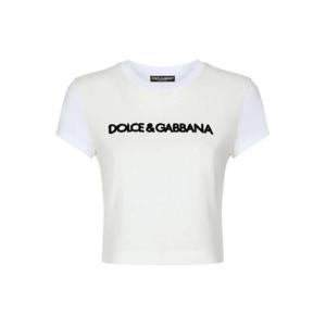 25 FW 돌체앤가바나 로고 자수 스트레치 티셔츠 F8U48ZFU7EQ TP432513917