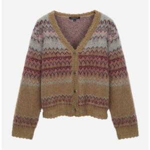 [써스데이아일랜드](T258MCD252W)자카드 브이넥 니트 가디건