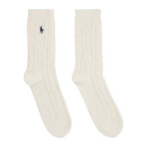랄프로렌 로고 자수 브레이디드 코튼 양말 455955244 005