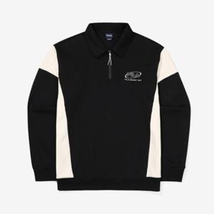 휠라 컬러블럭 면혼방 카라 반집업 맨투맨 FS2POF3107X_BLK