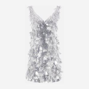 파코라반 실버 시퀸 퍼 미니 원피스 25HIRO177 PU0027P141