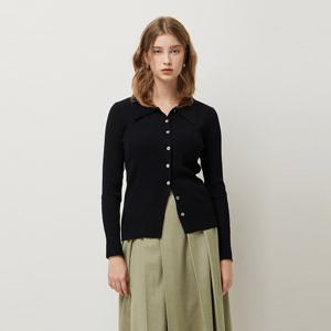 [시슬리] [Online Exclusive] 겹카라 골지 가디건_SAKCE5561BK