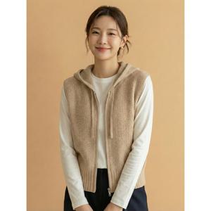 [꼼빠니아][꼼빠니아]후드 집업 조끼 니트-CW24EV7212070C