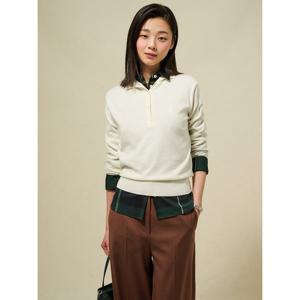 [빈폴레이디스]코튼 혼방 하이넥 풀오버 - 아이보리 (BF5251C060