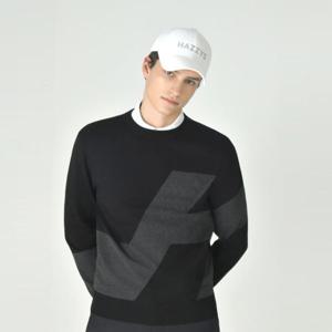 [헤지스골프][BEST]남성 H 그래픽 컬러 블록 니트(HUSW5D712BK)