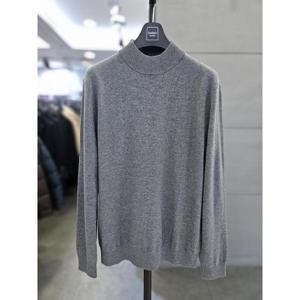 바쏘옴므 세이브존03 바쏘옴므 남성 반폴라 그레이 울  혼방 모크넥 니트 WSATZ4WN74A