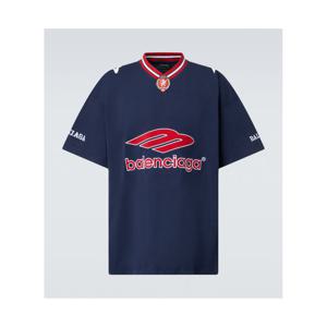 발렌시아가 로고 오버사이즈 코튼 저지 티셔츠 P01130579