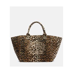 가니 라지 레오파드 프린트 캔버스 토트 백 P01135250