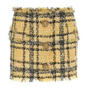 발망 프레이드 헴 루렉스 트위드 미니 스커트 GF1LBB42XL73 AAA