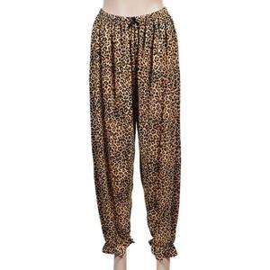 한 레오파드 프린팅 발목 고무밴딩 스프사 9부 파자마