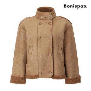 보니스팍스  하이넥 버클 무스탕 더블 자켓 XPBJK004M0