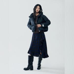 [쥬크]프린트 하이넥 덕다운 점퍼 (Z254PSG707)