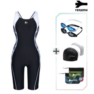 [레노마수영복]여성 4부 X-BACK 반신 수영복수경수모새트 LS2F867SET_BK