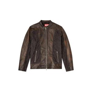 디젤 L Krill Dnm panelled leather jacket A211190GSBK