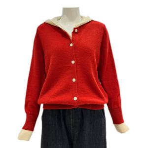 [나인스텝]니트 후드배색가디건 N25NW5443