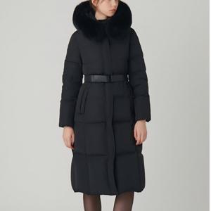 [샤틴]폭스퍼후드넥 벨티드 구스다운 롱패딩S244S855A