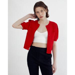 질스튜어트 뉴욕 여성 25SS 레드 포켓 코튼혼방 반팔가디건 WJSW5B710R2