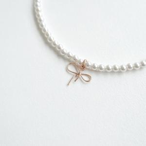 오팔하우스 14k 민자 리본 3mm 스왈 진주 목걸이 OPDJN5962