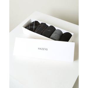 [헤지스]HISS6E502WT_남성 화이트 패턴 면혼방 장목양말5종세트