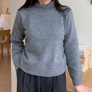 샵앤) 국산 여성 반폴라 데일리 무지 니트 티셔츠 21DS-WKN-5078-그레이