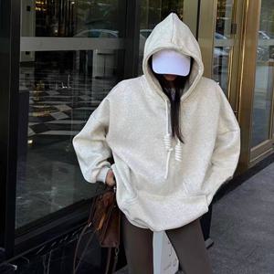 샵앤) 여성 헤이즐 오버핏 기모 후드 맨투맨 티셔츠 21DS-WSH-5079-버건디