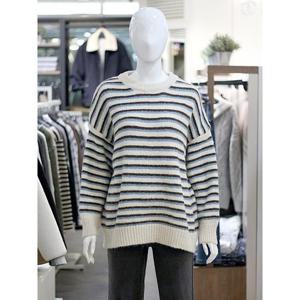 애드호크 세이브존03 애드호크 여성 루즈핏 스트라이프 라운드 니트 AGBHBLK52A