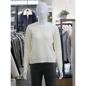 애드호크 세이브존03 애드호크 여성 꽈배기 짜임 패턴 라운드 니트 AGBHBLK53A