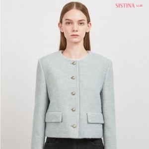 [시스티나]여성 퍼 카라 세미 크롭 스웨이드 블루종 무스탕