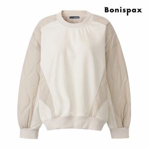 [보니스팍스] 퀼팅 배색 루즈핏 맨투맨 티셔츠 (XPCTS006M0)