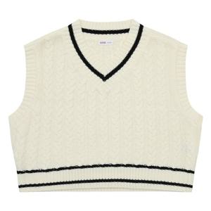 [소이]23W5089 주니어 겨울 크롭 케이블 니트 조끼_US