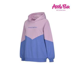 [애플핑크][애플핑크] 배색 드롭숄더 후드 기모티 (APK8O708GSV)