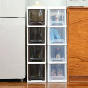 보노하우스 모던 틈새 슬림 서랍장 4단 22cm 다용도 수납 정리함 투명